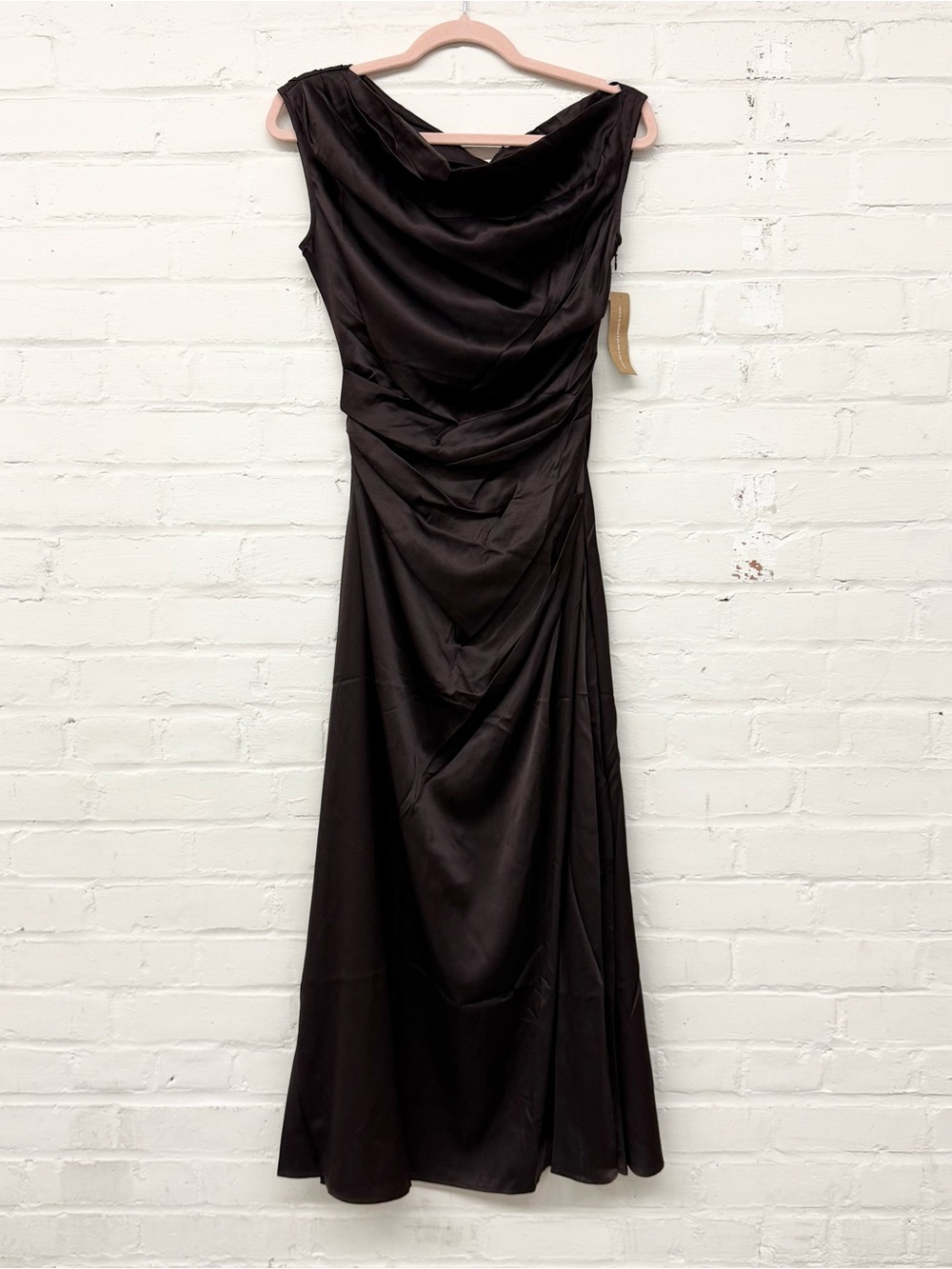 NWT O.P.T Few Moda Ciela Midi Dress Silk Brown Size 0 - Picture 3 of 12